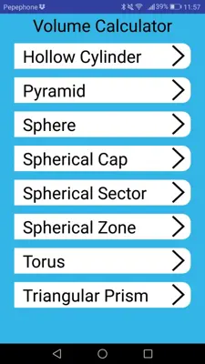 Volume Calculator android App screenshot 0